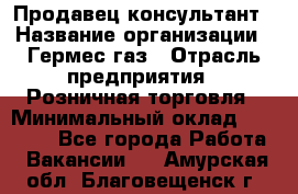 Продавец-консультант › Название организации ­ Гермес-газ › Отрасль предприятия ­ Розничная торговля › Минимальный оклад ­ 45 000 - Все города Работа » Вакансии   . Амурская обл.,Благовещенск г.